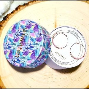 Unwritten rose gold tone fine silver plated rose quartz hoops NWT